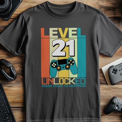 Level Unlocked 21 Gamer T-shirt 5