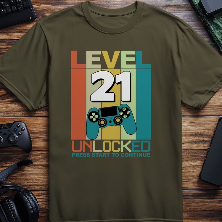 Level Unlocked 21 Gamer T-shirt 4
