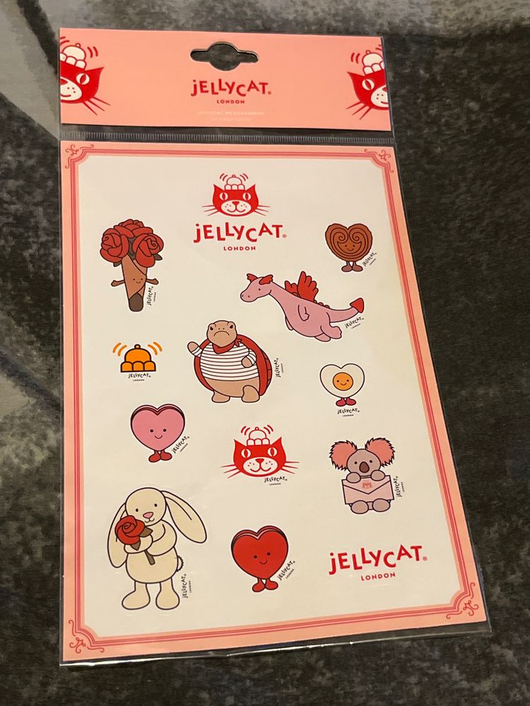 Jellycat Sticker Sheet valentines pink