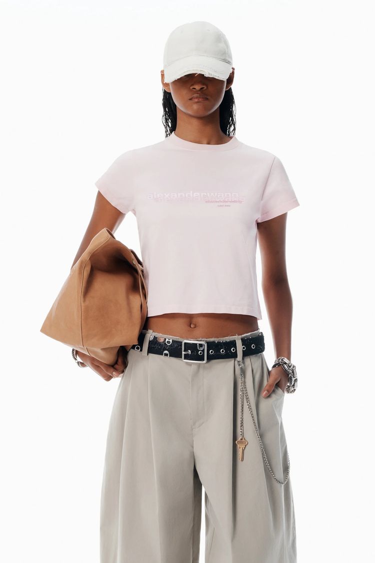 Alexander Wang Pink Shrunken Logo T-Shirt image 3