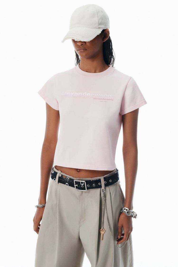 Alexander Wang Pink Shrunken Logo T-Shirt image 5