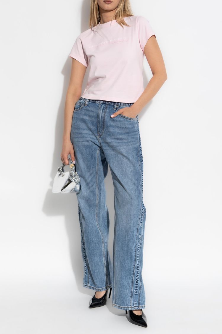 Alexander Wang Pink Shrunken Logo T-Shirt image 9