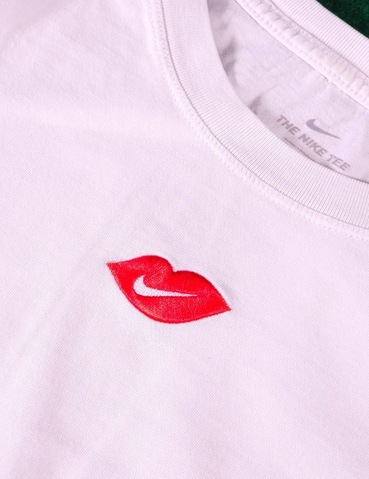Nike White T-Shirt With Red Lips Logo image 2