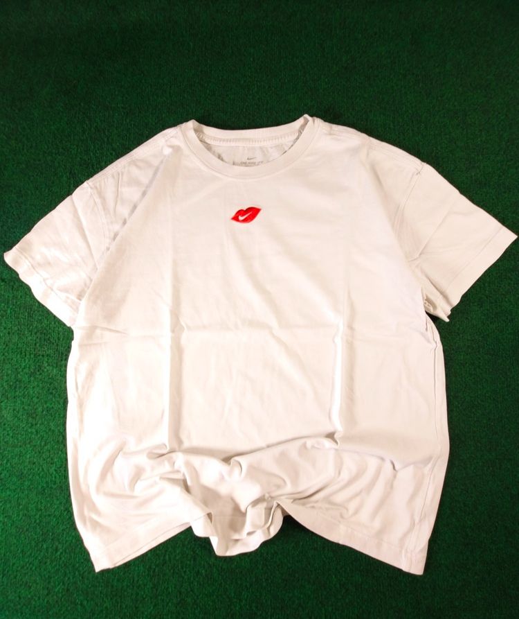 Nike White T-Shirt With Red Lips Logo image 1