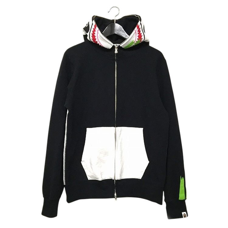 Bape Black White Panda Zip Up Pullover Hoodie image 1