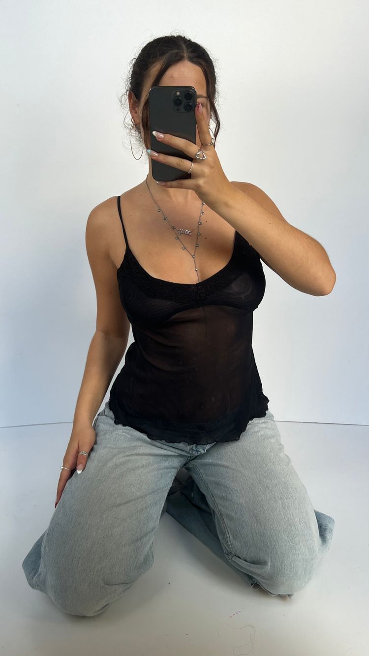 00s black mesh cami- size M image 4