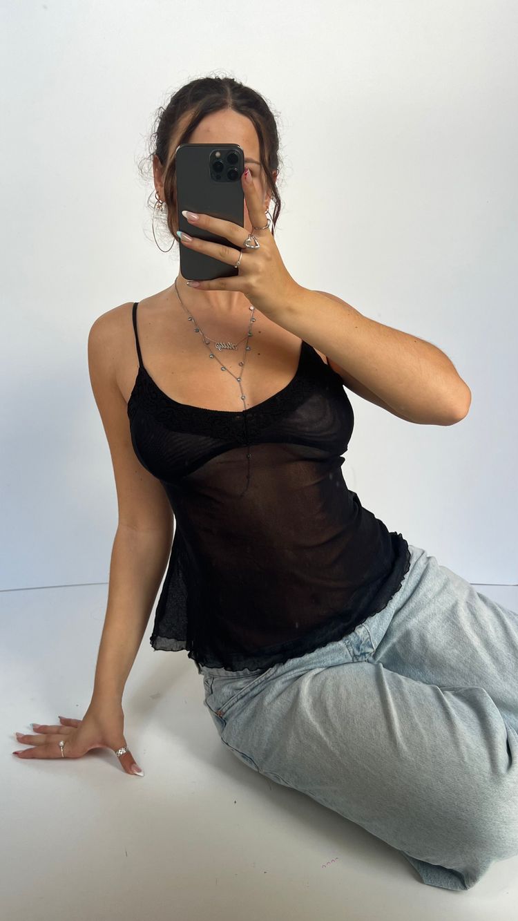 00s black mesh cami- size M image 1