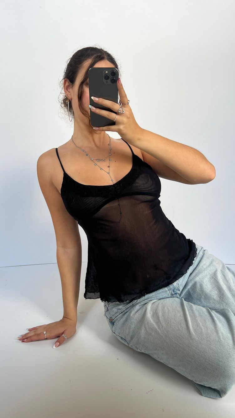 00s black mesh cami- size M image 2