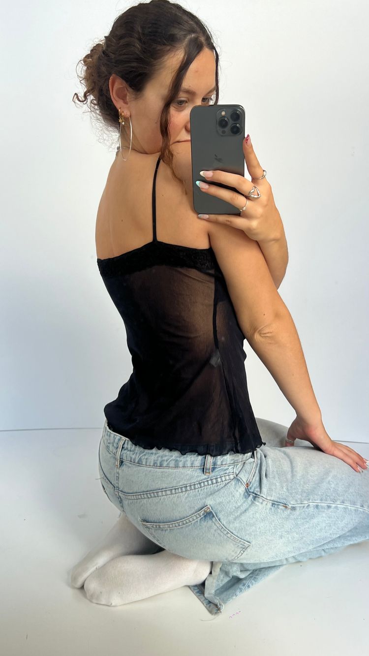 00s black mesh cami- size M image 5