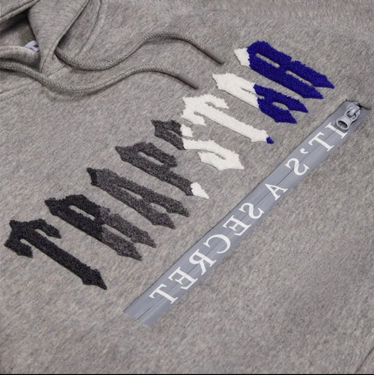 Trapstar Chenille Decoded 2.0 Hooded Tracksuit - Grey/Blue image 3
