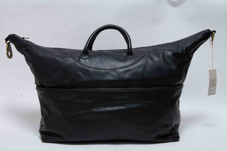 Jas M.B. London Handmade Matt Black Leather Large Wings Traveller Duffle Bag obraz 15