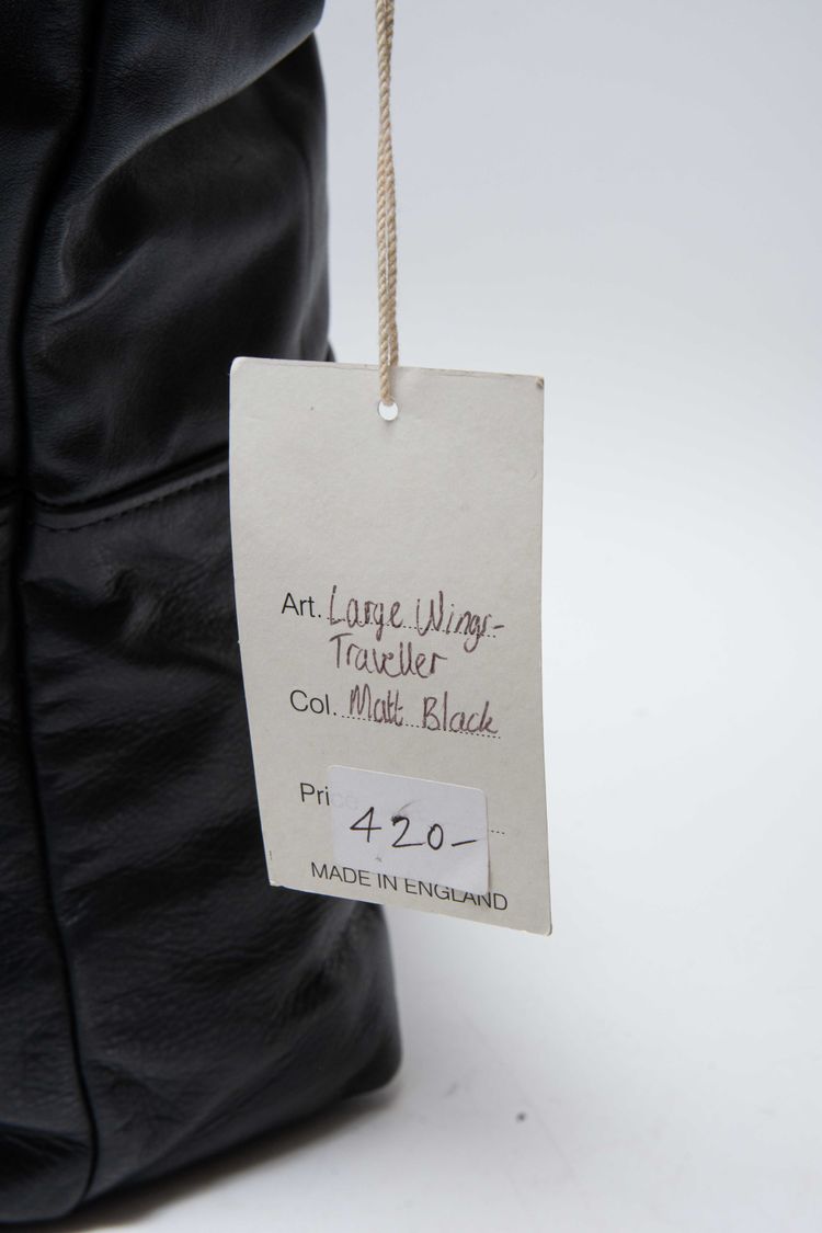 Jas M.B. London Handmade Matt Black Leather Large Wings Traveller Duffle Bag obraz 13