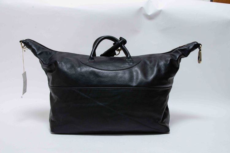 Jas M.B. London Handmade Matt Black Leather Large Wings Traveller Duffle Bag obraz 17