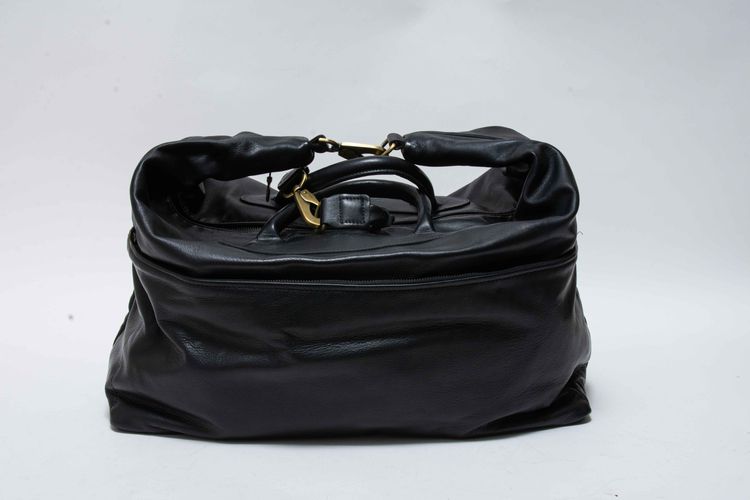Jas M.B. London Handmade Matt Black Leather Large Wings Traveller Duffle Bag obraz 16