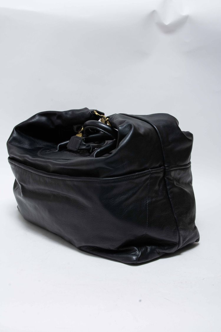 Jas M.B. London Handmade Matt Black Leather Large Wings Traveller Duffle Bag obraz 4