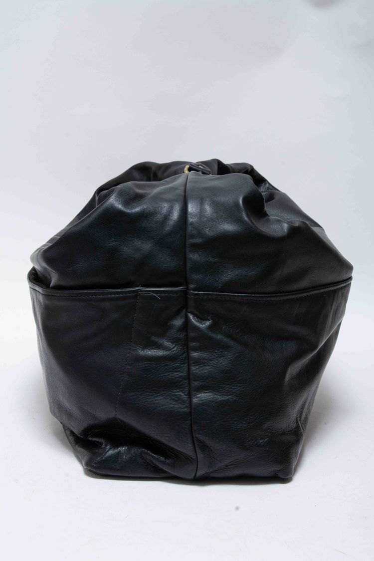 Jas M.B. London Handmade Matt Black Leather Large Wings Traveller Duffle Bag obraz 20