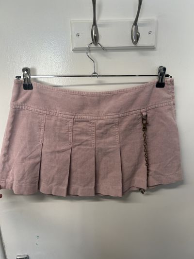 vintage 00s blush pink cord pleated mini skirt
