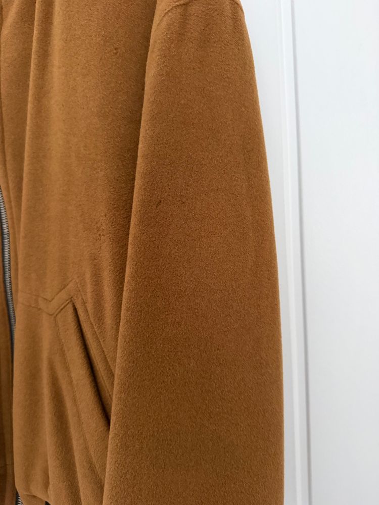 Hugo Boss 1980s Wool Cashmere Camel Brown Bomber Jacket - Size L image 13