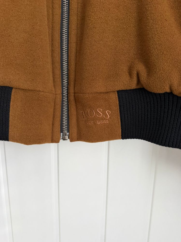 Hugo Boss 1980s Wool Cashmere Camel Brown Bomber Jacket - Size L image 5