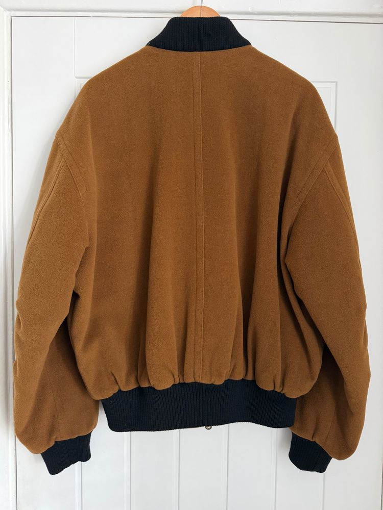 Hugo Boss 1980s Wool Cashmere Camel Brown Bomber Jacket - Size L image 3