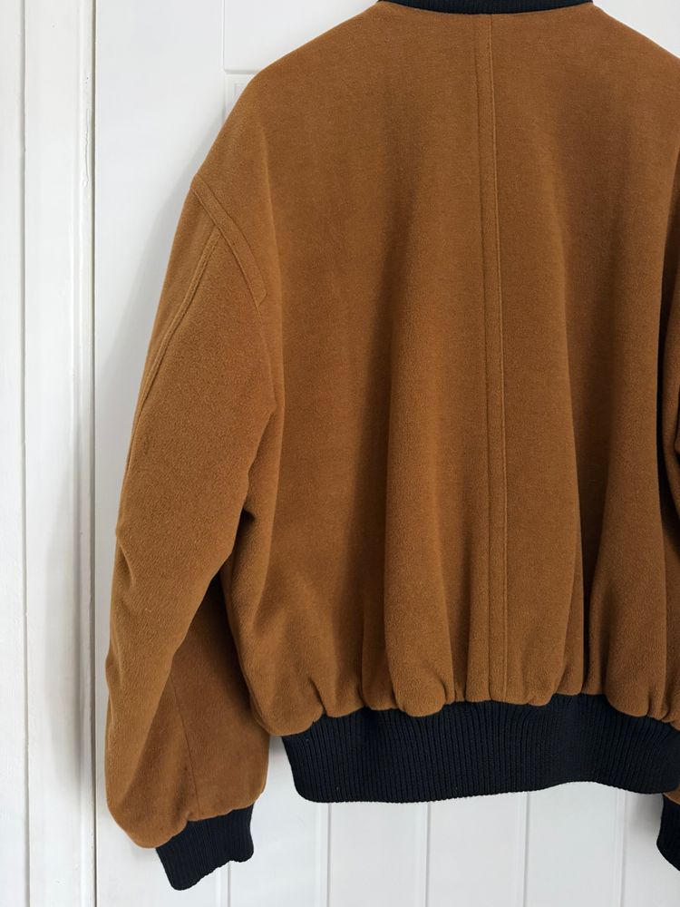 Hugo Boss 1980s Wool Cashmere Camel Brown Bomber Jacket - Size L image 14