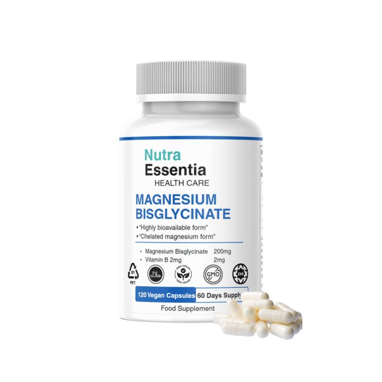 Nutra Essentia Magnesium Bisglycinate Vegan 120 Capsules vitamin B6 obraz 2