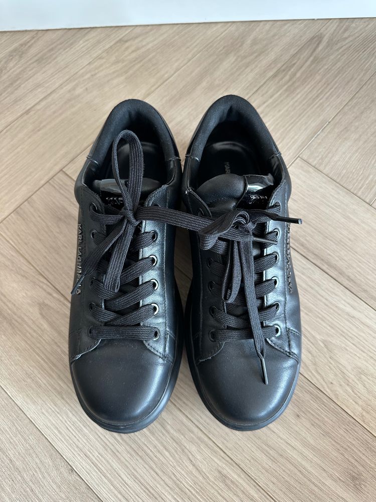 Karl Lagerfeld Black Leather Sneakers imagen 6