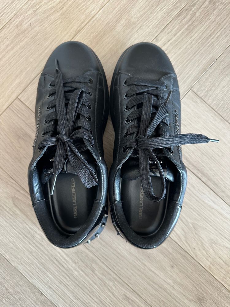 Karl Lagerfeld Black Leather Sneakers imagen 5