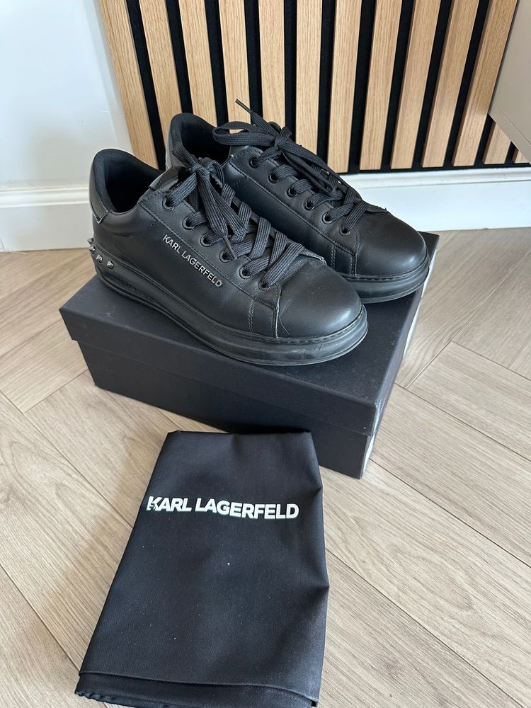 Karl Lagerfeld Black Leather Sneakers image 1