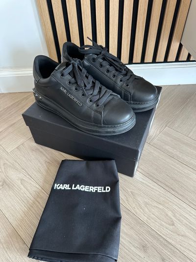 Karl Lagerfeld Black Leather Sneakers