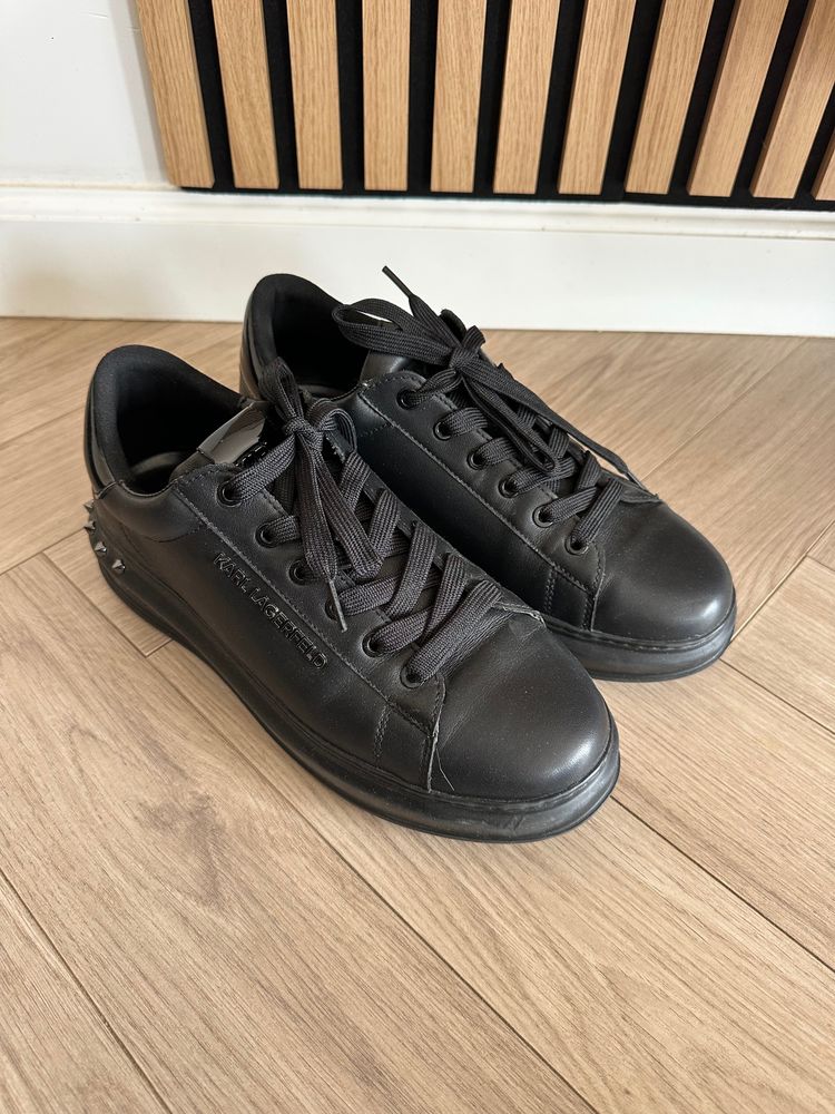 Karl Lagerfeld Black Leather Sneakers imagen 2