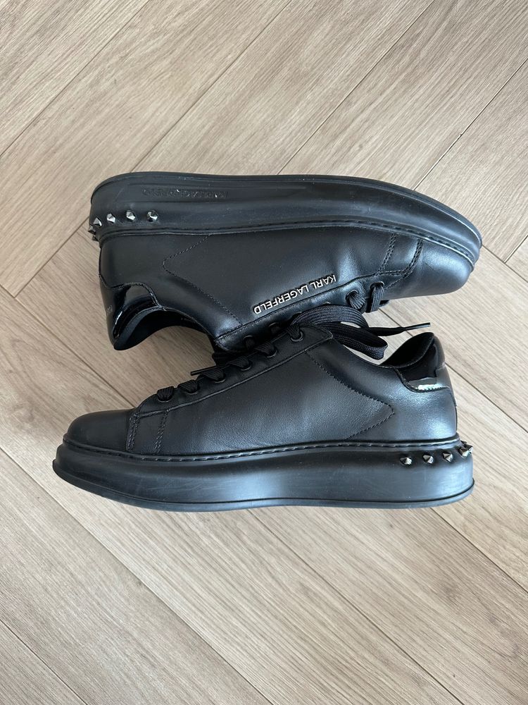 Karl Lagerfeld Black Leather Sneakers imagen 7