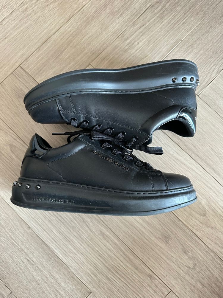 Karl Lagerfeld Black Leather Sneakers imagen 8