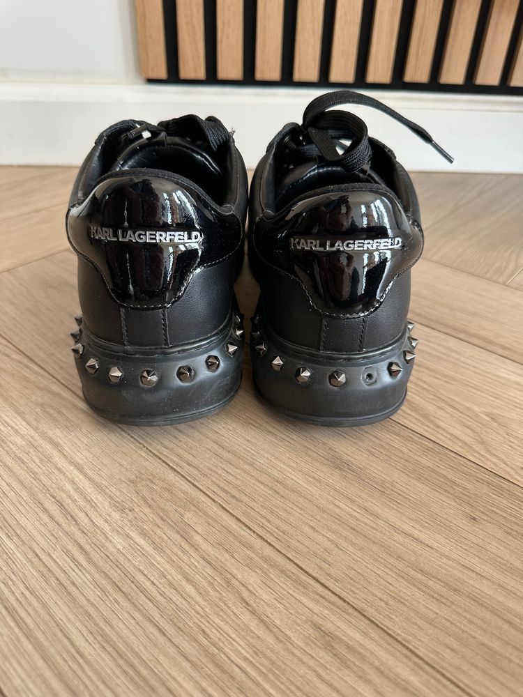 Karl Lagerfeld Black Leather Sneakers imagen 3