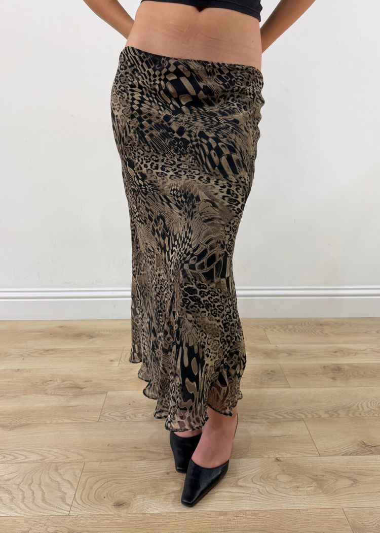 medium animal print mesh midi skirt image 4