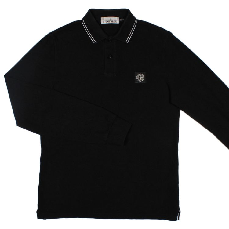 Stone Island Medium Stone Island Black Slim Fit Long Sleeve Polo Shirt  product image