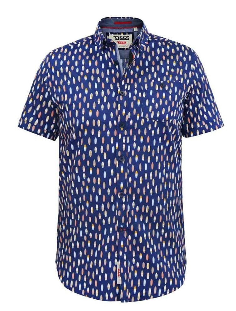D555 Men's HACKFORD Surf Board Printed Shirt With Pocket in Navy 2XL to 6XL 8