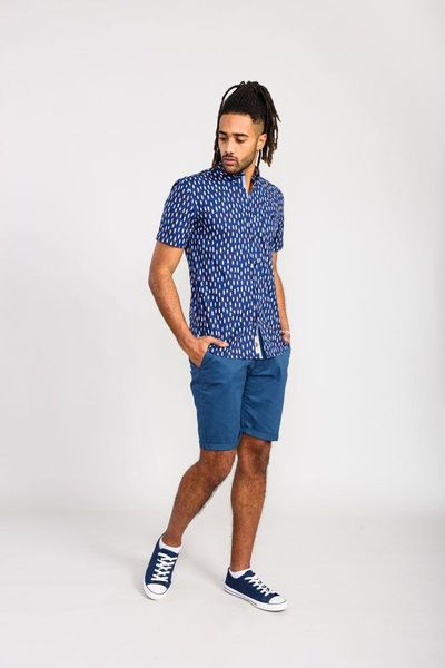 D555 Men's HACKFORD Surf Board Printed Shirt With Pocket in Navy 2XL to 6XL 10