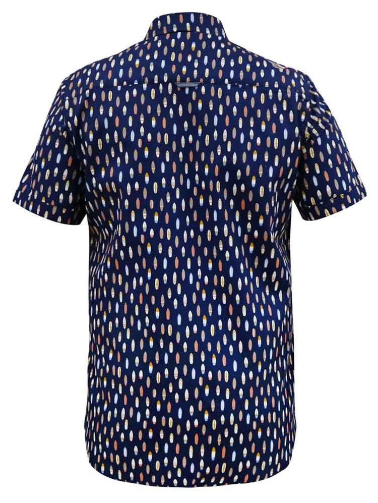 D555 Men's HACKFORD Surf Board Printed Shirt With Pocket in Navy 2XL to 6XL 3