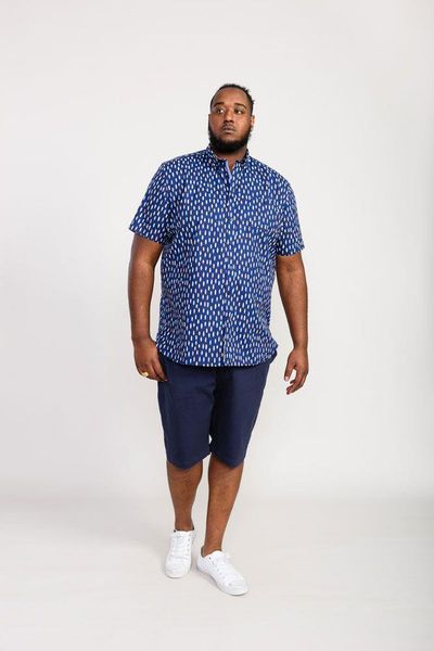 D555 Men's HACKFORD Surf Board Printed Shirt With Pocket in Navy 2XL to 6XL 9