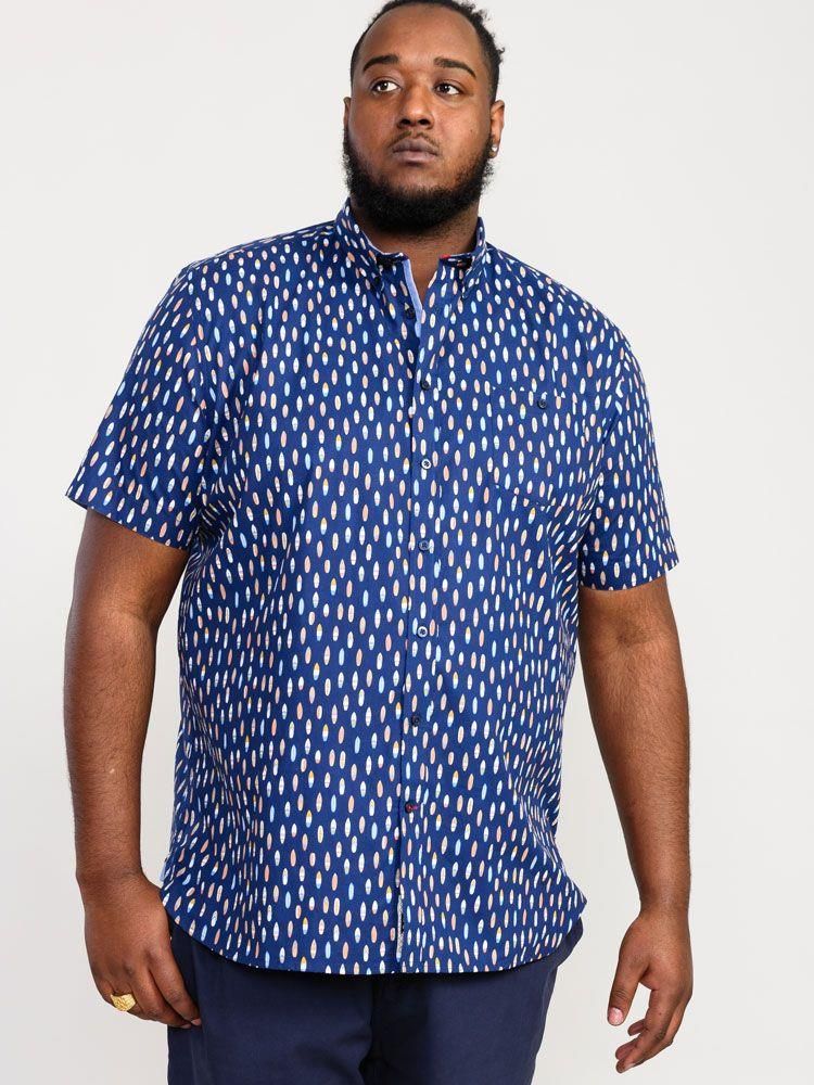 D555 Men's HACKFORD Surf Board Printed Shirt With Pocket in Navy 2XL to 6XL 2
