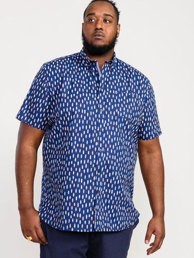 D555 Men's HACKFORD Surf Board Printed Shirt With Pocket in Navy 2XL to 6XL 2