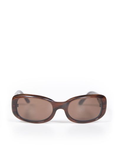 Brown Rectangular Shape Tinted Sunglasses