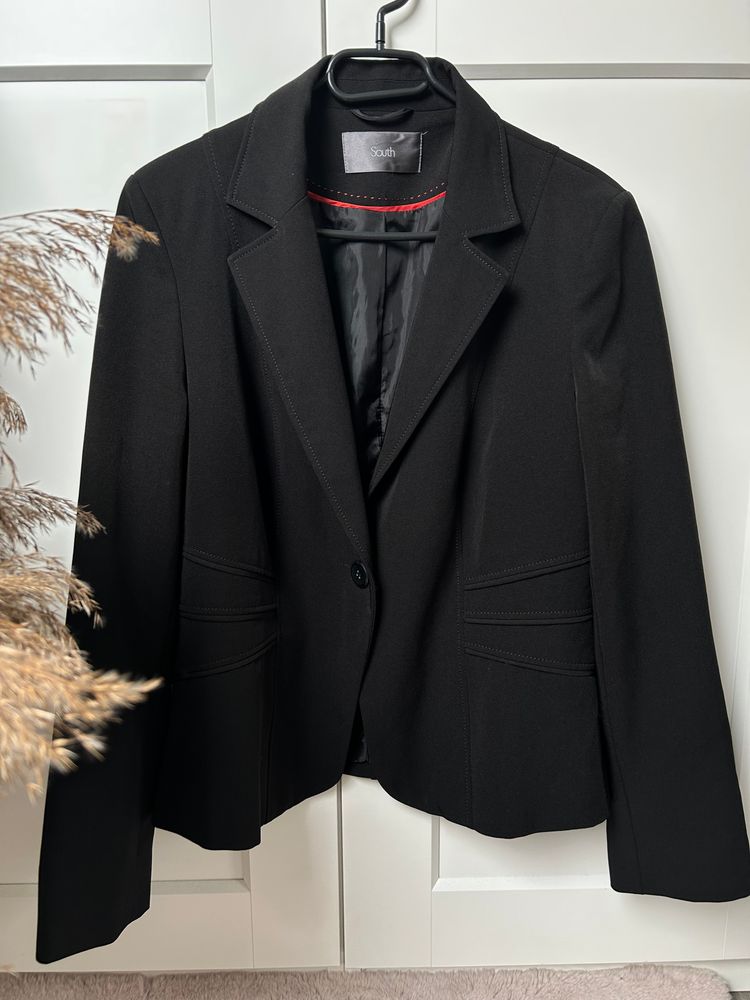 Espirit Klasyczna damska marynarka czarna Basic z przeszyciem M L black women's blazer jacket product image