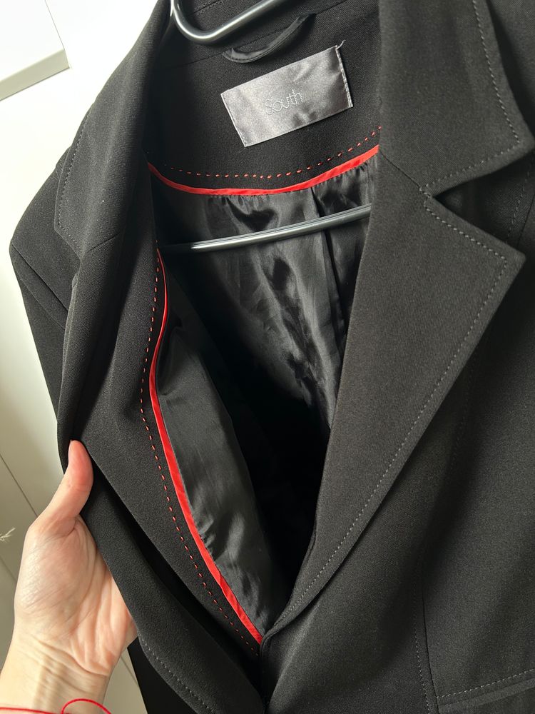 Klasyczna damska marynarka czarna Basic z przeszyciem M L black women's blazer jacket 2