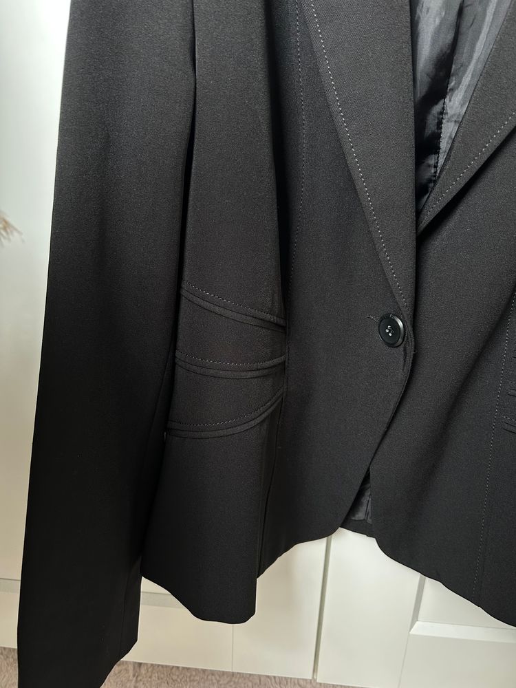 Klasyczna damska marynarka czarna Basic z przeszyciem M L black women's blazer jacket 3