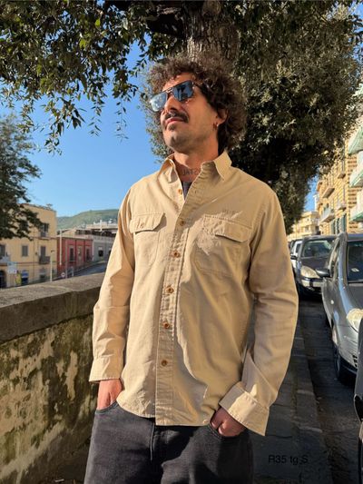 Beige Button-Up Shirt