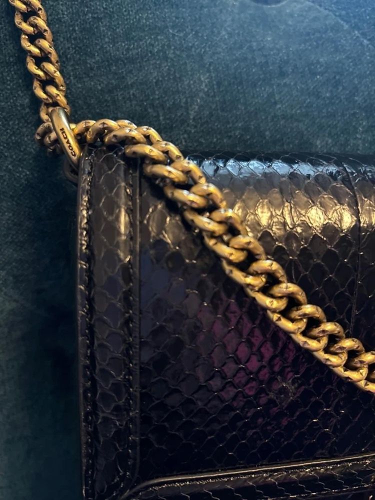 Coach Hutton Black Snakeskin Exotic Luxury Shoulder Bag Gold NWOT £650 image 2