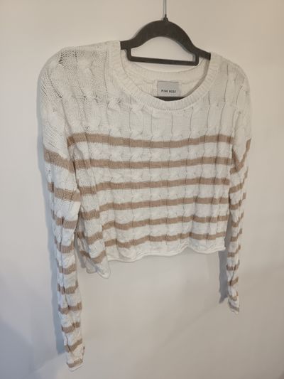 Pink Rose Striped Knit Sweater