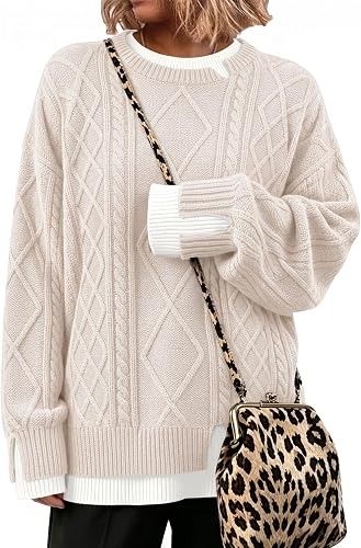 Beige Cable Knit Sweater image 3
